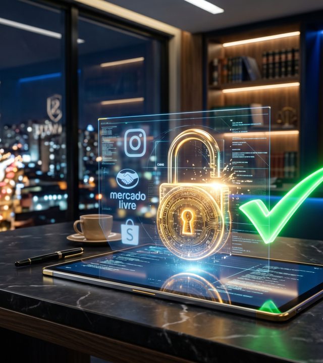 Ilustração de um cadeado digital aberto, representando a recuperação legal de uma conta banida ou suspensa.